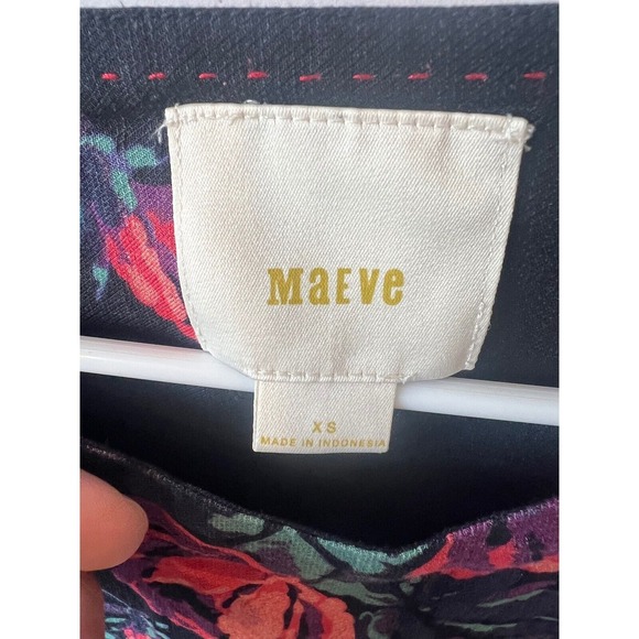 Anthropologie Maeve Black Floral GardeniaButton Shoulder‎ Blouse Size XS - Picture 3 of 10